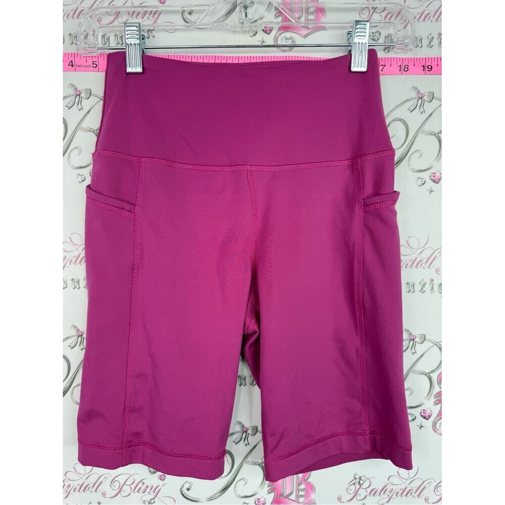 Mondetta Magenta High-Waist Bike Shorts with Side Pockets